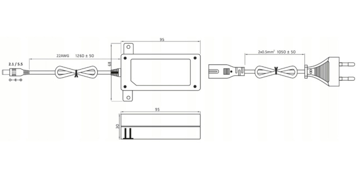 Rysunek techniczny zasilacza EBD2412